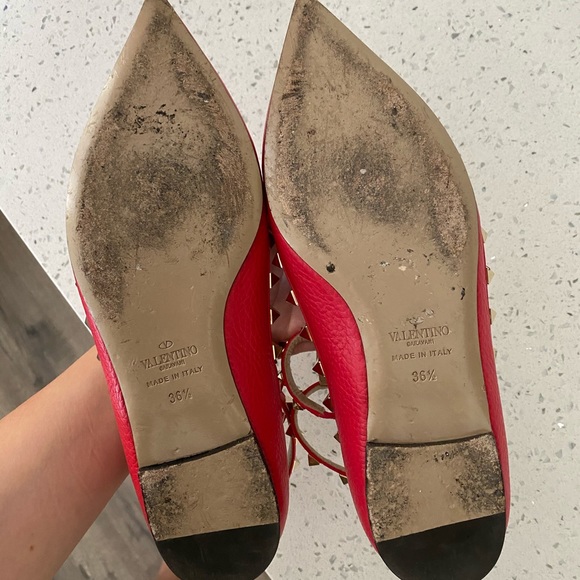 Used Valentino rockstud caged flats. Red. Sz 36.5 - Picture 6 of 10
